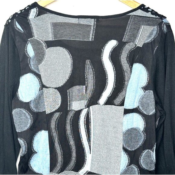 Cativa Womens Tunic Top Embroidered Art To Wear Lagenlook Patterned Black Sz XL - Picture 5 of 11